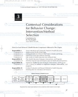 Contextual Considerations for Behavior Change: Intervention