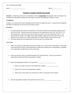 Catalase Activity Case Study