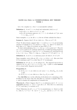 MATH 512, FALL 14 COMBINATORIAL SET THEORY WEEK 1 Let &kappa;
