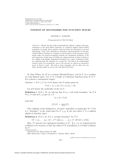NOTIONS OF BOUNDARIES FOR FUNCTION SPACES In what