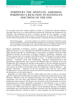 porphyry the apostate: assessing porphyry`s reaction to plotinus`s