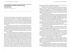 Competitive markets need strong frameworks Matthew Hancock