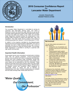 2016 Consumer Report for Lancaster. Water Dept