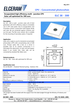 Technical data sheet of ceramic solar cell ELC 38 for