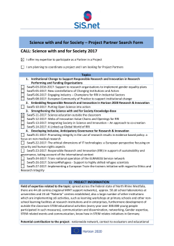Project Partner Search Form CALL: Science with and for Society 2017