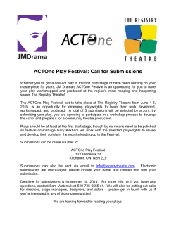 Act One Play Festival: Call for Submissions