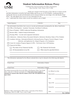 Student Information Release Form - UNM Advising