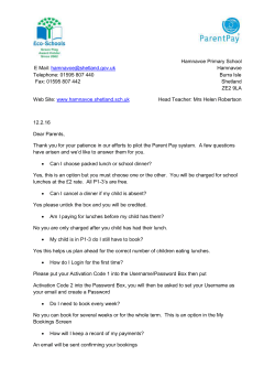 Parent Pay help letter - Hamnavoe Primary School