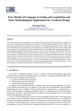 Four Models of Language Learning and Acquisition and Their