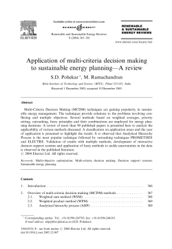 Application of multi-criteria decision making to sustainable energy