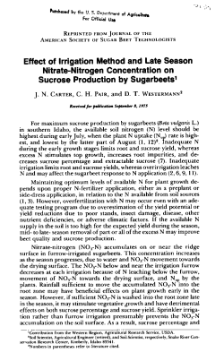 Effect of Irrigation Method and Late Season Nitrate