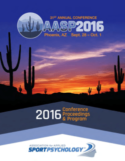 2016 AASP Award Winners - Association for Applied Sport Psychology
