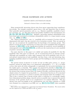 POLAR MANIFOLDS AND ACTIONS Many