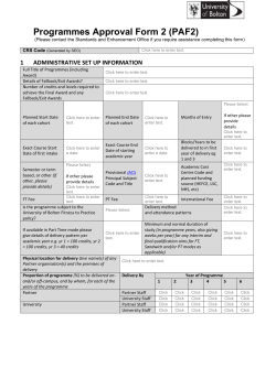 Programme Approval Form Phase 2 - PAF2