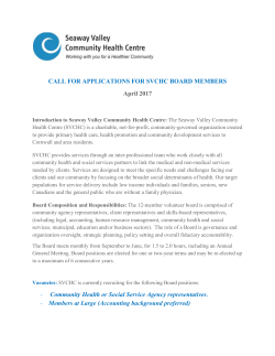 Call for applications for SVCHC Board Members