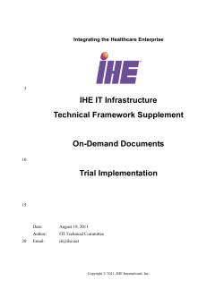 On-Demand Documents - Integrating the Healthcare Enterprise (IHE)