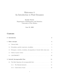 Minicourse 4: An Introduction to Fluid Dynamics