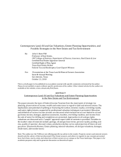 Contemporary Land, Oil and Gas Valuations, Estate Planning