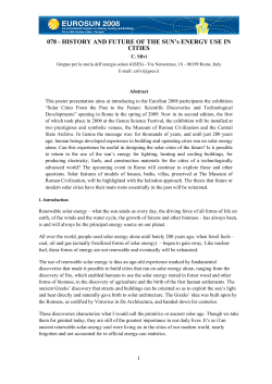 HISTORY AND FUTURE OF THE SUN`s ENERGY USE IN CITIES