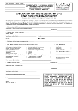 Food business registration - Lichfield District Council