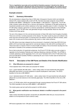 Application for a licence for DIR of GM plants into the environment