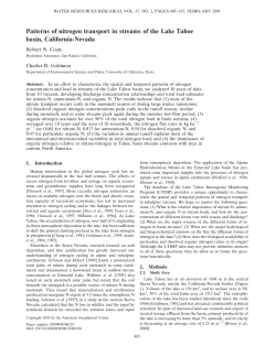 Patterns of nitrogen transport in streams of the Lake Tahoe basin