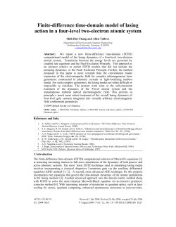 Finite-difference time-domain model of lasing action in a four