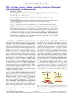 Thick film laser induced forward transfer for deposition of thermally