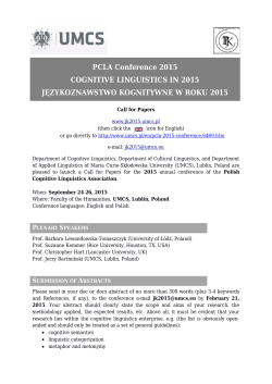 PCLA Conference 2015 COGNITIVE LINGUISTICS IN 2015