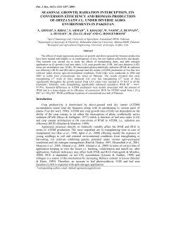 Seasonal growth, radiation interception, its conversion efficiency