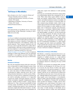Cell Assays in Microfluidics - Wheeler Microfluidics Laboratory
