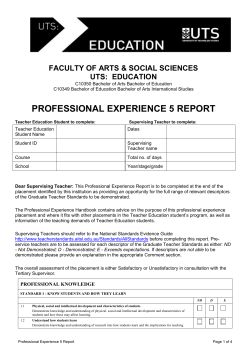 PE5 evaluation report - University of Technology Sydney