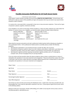 Possible Concussion Notification for US Youth Soccer Events