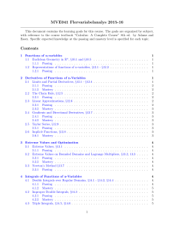 MVE041 Flervariabelanalys 2015-16 Contents
