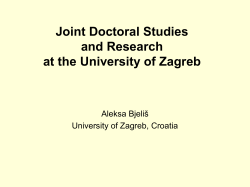 Joint programmes in Croatia: First Experiences of the University of