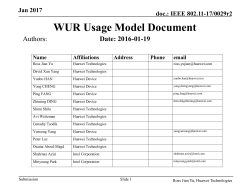 WUR Usage Model