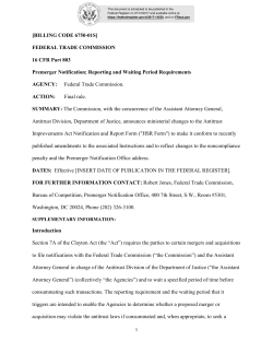 FEDERAL TRADE COMMISSION 16 CFR Part 803 Premerger