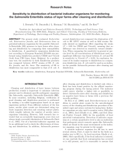 Sensitivity to disinfection of bacterial indicator organisms for