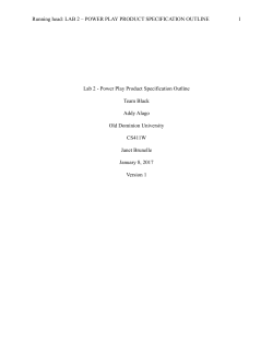 Lab 2 - Power Play Product Specification Outline