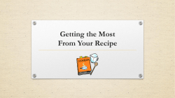 Getting the Most From Your Recipe