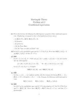 Martingale Theory Problem set 2 Conditional expectation