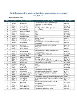 The following student has been shortlisted for next round of process