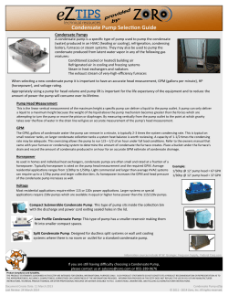Condensate Pump Selection Guide