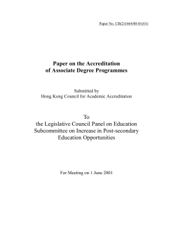 Paper on the Accreditation of Associate Degree Programmes To the