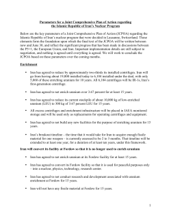 Parameters for a Joint Comprehensive Plan of Action regarding the