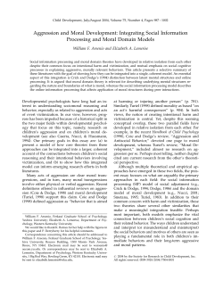 Aggression and Moral Development: Integrating Social Information