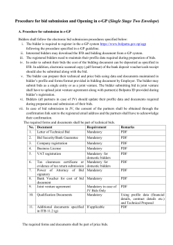 Procedure for bid submission and Opening in e