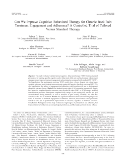 Can We Improve Cognitive&ndash;Behavioral Therapy for Chronic Back