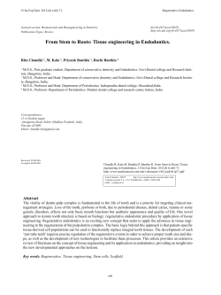 From Stem to Roots: Tissue engineering in Endodontics.