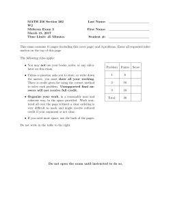 MATH 256 Section 202 Last Name: W2 Midterm Exam 2 First Name